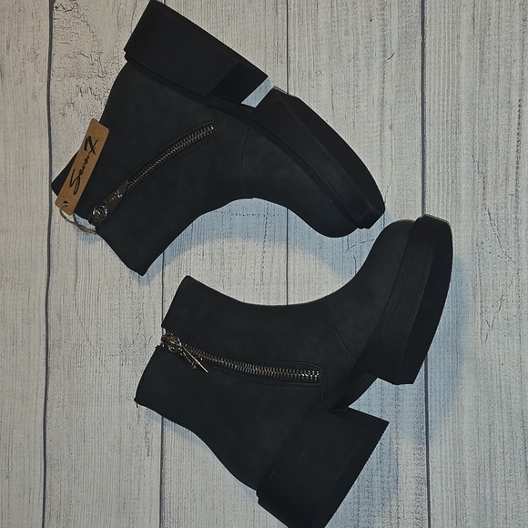Seven7 Women's Chunky Heel Booties w/ Side Zippers Black Size 9 NWT - Picture 1 of 16